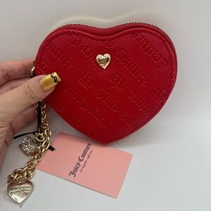 Juicy couture red embossed heart coin wallet